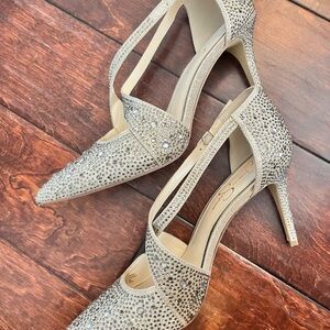 Jessica Simpson Champagne Crystal Pointed-Toe Slingback Heels